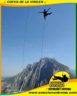 LA CUEVA DE LA VIRGEN, ES UN GRAN HOYO QUE ATRAVIESA EL PICO PIRINEOS DELA HUASTECA. HARAS ESCALADA EN ROCA Y 3 RAPELES UNO DE 100 MTS. VIVE ESTA AVENTURA CON EMOCIONEXTREMA.COM