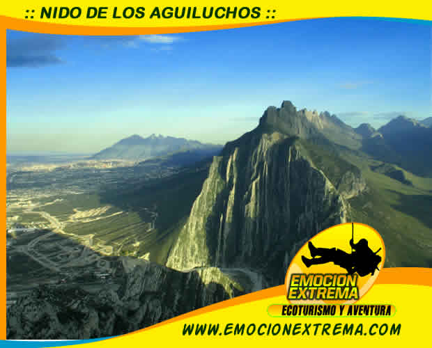 EL NIDO DE LOS AGUILUCHOS ES UN ENORME HOYO QUE ATRAVIESA LA MONTAÑA EN EL PAQUE LA HAUSTECA, LA MISION ES CAMINAR, TREPAR, ESCALAR POR LA ARISTA DE LA MONTAÑA, ESTAR SOBRE LA CUEVA, PARA ENTRAR Y BAJAR A RAPEL EN CAIDA LIBRE Y SALIR OTROS 3 RAPELES. WWW.EMOCIONEXTREMA.COM